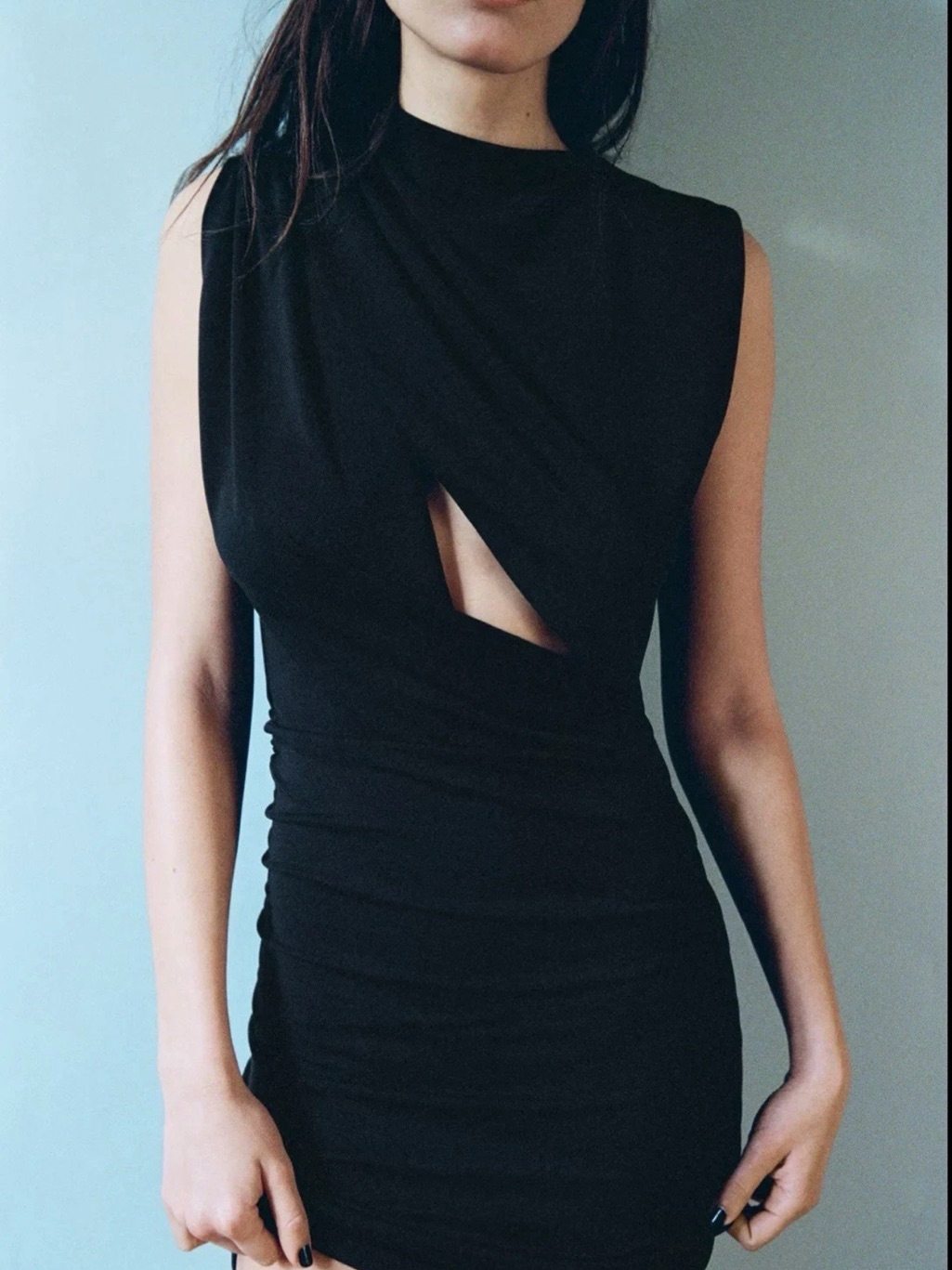 Zara Nwt Black Sleeveless Cutout Mini Dress